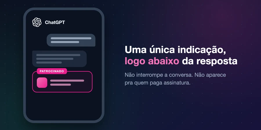Anúncio patrocinado aparecendo logo abaixo da resposta do ChatGPT, dentro do celular